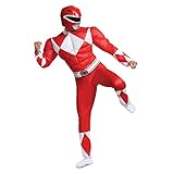 Disguise Herren Red Ranger Classic Muscle Adult Kostüm, rot, XX-Large