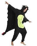Laahoem Tier Drachen Pyjamas Unisex Erwachsene Reißverschluss Kapuze Männer Frauen Jumpsuit Kostüm Cosplay Nachtwäsche Black L