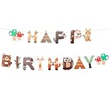 ENLACE Safari Geburtstagsgirlande Dschungel Happy Birthday Girlande,Girlande Waldtiere Geburtstag Deko,Dschungel Deko Geburtstag,Geburtstagsdeko Tiere Kinder,Happy Birthday Banner für Junge Mädchen