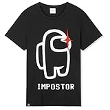 Among Us Tshirt Kinder Jungen, Gamer T-Shirts für Jungen (9-10 Jahre, Schwarz Impostor)