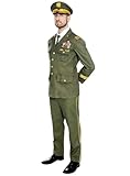 Maskworld Schneidiges General Kostüm mit Rangabzeichen und typischer Generalsmütze perfekt für Karneval Halloween Mottopartys & Halloween - Verkleidung Uniform Anzug - Größe XL-XXL