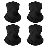 4-Pack Hals Gaiter Atmungsaktive Bandana Maske für Schutz im Freien waschbare wiederverwendbare Kühlung Gator Maske Gesicht Schal Abdeckung Schutz vor Staub Sonne für Männer Frauen Radfahren Schwarz