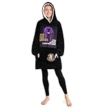 Wednesday Hoodie Decke Mädchen Übergröße Kuscheldecke mit Ärmeln Warm Fleece Kapuzenpullover Tragbare Decken Hoodie (Schwarz/Lila)