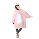 Catalonia Classy Übergroße Einhorn Sherpa Hoodie Decke, Flauschige Warme Kuscheldecke mit Ärmeln und Kapuze, Tragbare Decke zum Anziehen als Geschenkidee für Damen Herren Kinder
