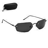 UINOFER Herren Sonnenbrille Polarisiert Schwarz, Matrix Agent Sonnenbrille Herren Polarisiert W/Smoke Lenses, Unisex Vintage Sonnenbrille (A)