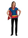 Rubie's Offizielles DC Comic Robin T-Shirt-Set, Sofort-Verkleidungs-Set für Damen, T-Shirt und angefügter Umhang, Damengröße S Halloween
