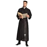 Boland - Kostüm für Erwachsene Priester, Toga und Gürtel, Schwarz, Tunika, Heiliger, Kardinal, Pfarrer, Kirche, Motto Party, Karneval