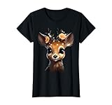 Reh Hirsch T-Shirt Damen Trachtenshirt Dirndl Shirt Trachten T-Shirt