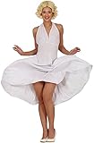 FIESTAS GUIRCA Ikonischer Filmstar Karneval Kostüm Damen – Sexy Weißes Marilyn Monroe Kleid – Hollywood Faschingskostüm Erwachsene Damen Größe S 34-36