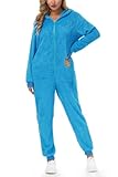For G and PL Erwachsene Jumpsuit Onesie Pyjama Tier Karton Damen Karneval Kostüm Winter Schlafanzug Blau S
