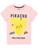 Pokemon T-Shirt Mädchen Kinder Pikachu Charakter Spiel Kurzarm Rosa Top 7-8 Jahre