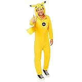 Amscan - Erwachsenenkostüm Pikachu, Fleece-Jumpsuit mit Kapuze, Pokemon, Motto-Party, Karneval