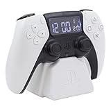 PlayStation PS5 Controller Wecker - Offiziell lizenziertes Sony-Merchandise, digitales weißes Uhrwerk mit Datum, Geschenkaccessoire für Gamer, Schlafzimmerdeko, White