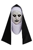 NoryNick The Movie Nun Maske mit Kopfbedeckung Valak Kostüm Erwachsenen-Maske Schwarz Schwester Verkleidung Halloween Zubehör