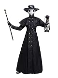 Feynman Herren Mittelalter Steampunk Pest-Doktor Pest Arzt Halloween Kostüm mit Pestdoktor Accessoire Set (L, Schwarz)