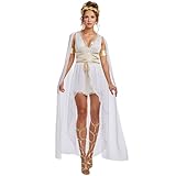 Halloween Kostüm Damen, Griechische Göttin Kostüm Damen Lang Römische Ägyptische Königin Kleid High Low Saum Kleid Halloween Karneval Cosplay Fasching Mottoparty Kleidung Partykleid
