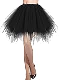 DRESSTELLS Karneval Damen Kostüm Tüllrock Tütü Minirock Tanzkleid 50er Tütü Rock Petticoat Unterrock für Karneval Party Kostüm Cosplay Black XL