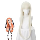 iDMRURvm 80CM Runa Yomozuki Kakegurui Loli Cosplay Wig Cap Pale Gold Anime