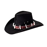 W WIDMANN MILANO Party Fashion 25471 - Hut Dandy mit Krokodilzähnen, schwarz, Cowboyhut, Entdecker, Forscher, Krokodiljäger, Faschingskostüme