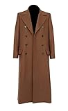 MAXDUD Herren Doctor Trenchcoat Who Kostüm Kollektion - Baumwolle Kapuzenmantel Wollmantel Samtmantel Braun - Wollmantel M, Braun - Wollmantel, M