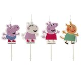 dekora - Peppa Pig 3D Geburtstagskerzen Set für Kinderkuchen - Original Peppa Pig Geburtstagskerzen für Kinder - 4 Stück