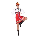 Generique - Russische Tänzerin-Damenkostüm für Fasching rot-blau-Weiss - M / L