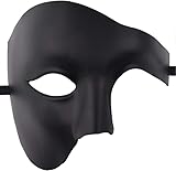 peiyee Phantom Der Oper Halbmaske,Maskerade Maske Venezianischen,Karneval Mottoparty KostüM Maske,Herrenmaske Maskerade Maske FüR Ball Party Oper Fasching KostüM Halloween Herren Und Damen-Schwarz