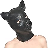 Honeylust - Realistische Latex Schweine Maske mit Schnauze und Ohren - Petplay Augenmaske - Fetisch Gummi Haube mit Reißverschluss - Karneval Fasching Halloween Accessoire