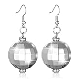 Discokugel Ohrringe Silber 80er-Jahre Disco Kugel Ohrringe Punk Discokugel Schmuck Ohrringe für Damen und Mädchen Retro Disco Motto Party Kostüm Zubehör