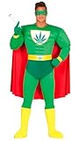 FIESTAS GUIRCA | Cannabis Superheld Kostüm für Herren (52-54/L) - Maske, Umhang, Gürtel, Handschuhe und Overall - Superhelden- und Bösewicht Kostüme für Karneval - Mann - Grün und Rot