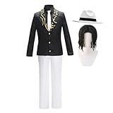 Tongyundacheng Kibutsuji Muzan Cosplay Kostüm schwarzer Anzug mit Hut Full Set Uniform Outfit Kimetsu No Yaiba Kostüm for Halloween Party