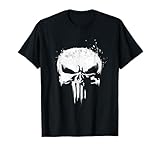 Marvel The Punisher White Ink Splatter Skull Logo T-Shirt