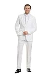 OFFSTREAM Herren Party Kostüm - 2 Stück Einfarbig Outfit für Halloween, Karneval, Fasching Party mit Jacke, Hose & Krawatte - Weiß