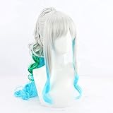 XSYMX Anime Cosplay Perücke One Piece Yamato Perücke Grün Silber Pferdeschwanz Lang Wavy Hair Cosplay Kostüm Perücke