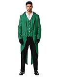 Odizli Mittelalter Kleidung Herren Frack Jacke Steampunk Mantel Gothic Viktorianisches Renaissance Vikings Gehrock Männer Pirate Vampir Dracula Kostüm Halloween Karneval Faschingskostüme Grün S