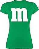 Shirt Damen - Karneval Fasching - Gruppen M und M Aufdruck I M&M Kostüm Gruppe I MundM & M I MM - M - Grün - Partnerlook pärchen t-Shirt Faschings Tshirt Karnevals m& Tshirts m&mt Shirts