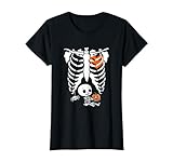 Halloween Lustiges Kostüm Schwangere Frau Kürbis Rippenkäfig T-Shirt