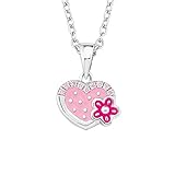 Prinzessin Lillifee Mädchen-Kette 35+3cm mit Anhänger Herz Blume 925 Sterling Silber Zirkonia rosa
