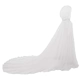 GRACEART Damen Tüll Umhang Hochzeit Mantel mit Kapuze Lange Jacke Braut Wraps Cape (Weiß)