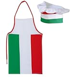 Kostüm 'Pizzabäcker' (Schürze + Mütze) für Erwachsene und Kinder Karneval Fasching Mottoparty Italien Pizzeria (128/140)