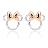 Kaguyo Minnie Mouse Ohrringe für Mädchen - Rosévergoldete 925 Sterling Silber Kleine Niedliche Mickey Mouse Stecker für Frauen, Mädchen und Kinder - Geburtstagsgeschenk (hohle Ohrringe)
