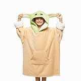Disney Home Star Wars- Übergroße Hoodie Sweatshirt Decke mit Kapuze für Junge und Mädche Kinder- Yoda Oversized Sherpa Fleece Kapuzenpullover- 60x80 cm