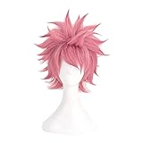 Bokerom Anime Natsu Dragneel Cosplay-Perücke für Fairy Tail, Kurze rote Perücke mit gratis Perückenkappe, für Halloween Kostüm Party, Anime-Show, Cosplay-Event