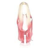 PWEINCY Baddest Ahri Cosplay Perücke Blond Rosa Seitenscheitel für Frauen