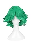 Bokerom Anime Cosplay Tatsumaki Perücke 30 cm 11,81 '' Grüne Kurze lockige gewellte hitzebeständige Kunsthaar-Anime-Kostüm-Party-Perücke