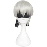 NEZIH Wig Anime Cosplay Anime-Perücke Nier Automata Cosplay Yorha 9S-Perücke, Kurze Gerade Perücke, Kostüm-Halloween-Perücke, for Halloween, Kostümparty, Anime-Show, Cosplay-Event Accessoires