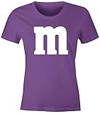MoonWorks Damen T-Shirt Gruppen-Kostüm M Aufdruck Kostüm Fasching Karneval Verkleidung lila L
