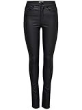ONLY Damen Beschichtete Skinny Fit Jeans | PU Kunstleder Hose | Coated Mid Rise Stretchy Pants ONLANNE, Farben:Schwarz, Größe:M / 30L, Z-Länge:L30