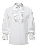 LucMatton Klassisches Retro-Renaissance-Hemd für Herren, Mittelalter-Kostüm, White-B, XXL