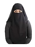 MyBatua 3 Schichten saudi niqab Im atmungsaktiven Georgette, Großhandelspreis, 1 stk Gesichtsschleier NQ-003 (Schwarz)
